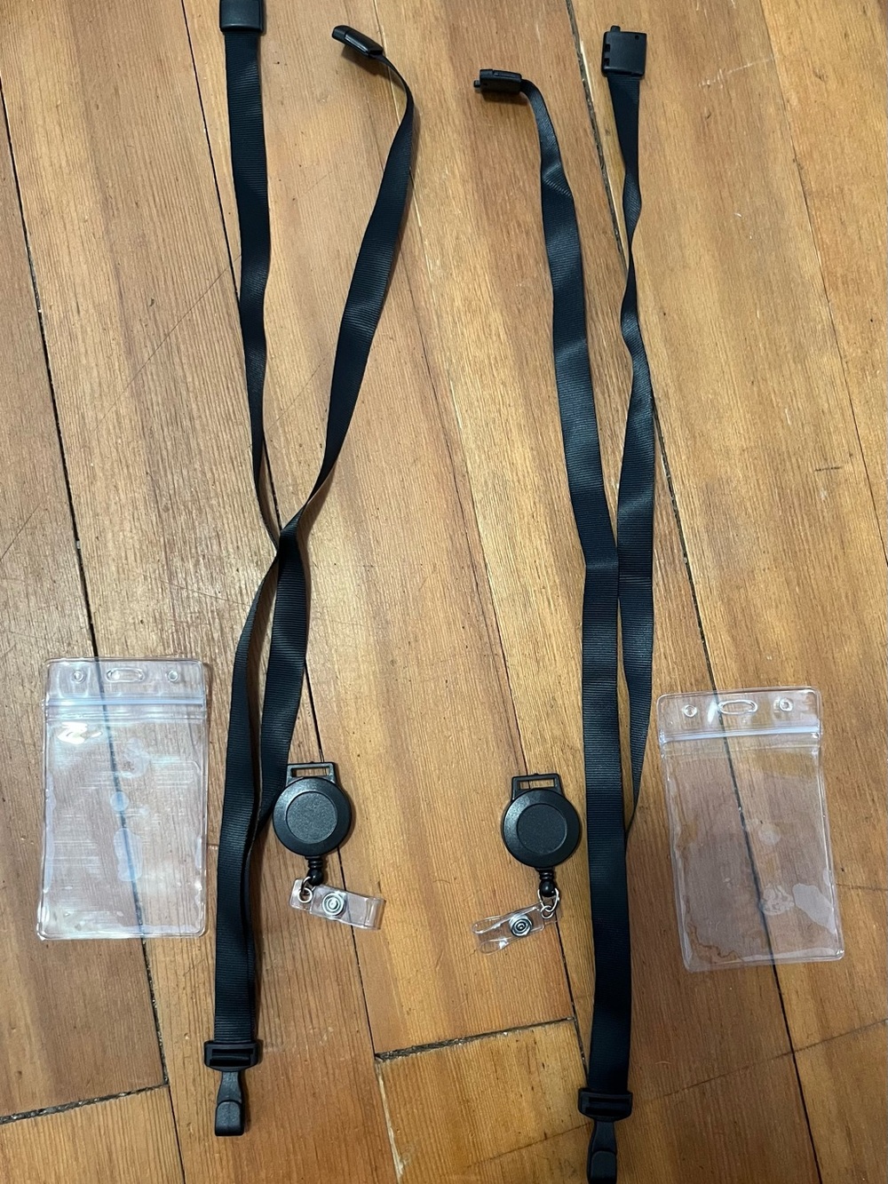 2 Universal Black Keys/ID Retractable Lanyard with Clear Waterproof Pouch